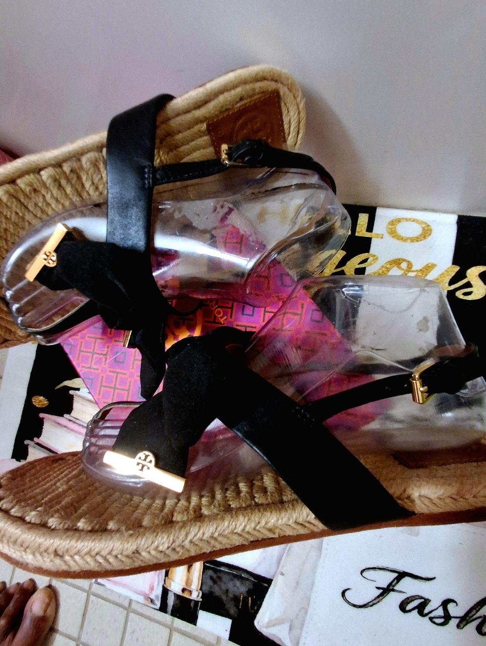 Tory Burch Black Ruffle Bow Flat Espadrille Learger Sandals - Women Size 11M - Picture 3 of 13